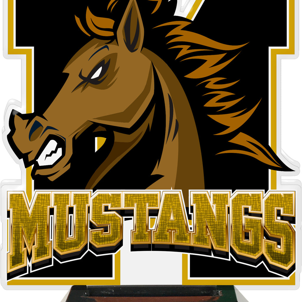 Mustangs Mascot Colorix-T Acrylic Trophies - Gold
