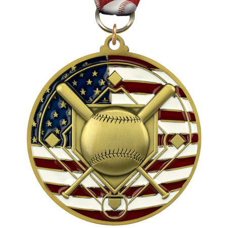 2.75" Baseball Patriotic Medal [MSUS2-BS]