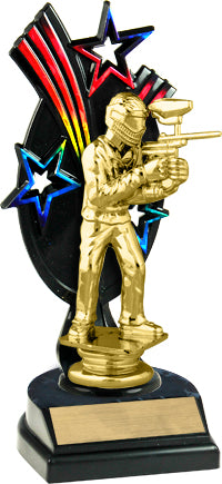 8 inch Triple Star Backdrop Trophy [T3S-BLK-RNBW]