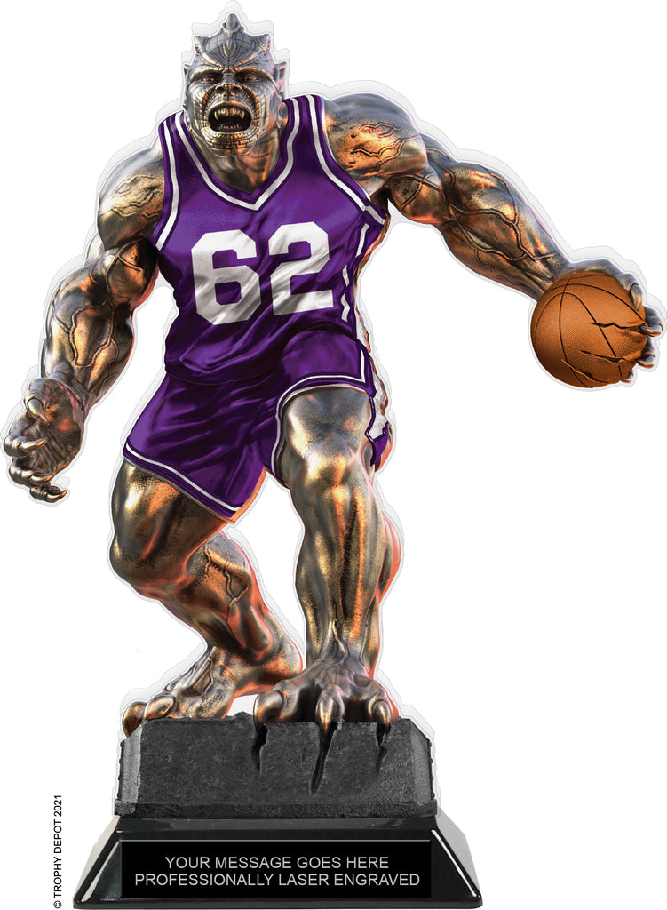 Beast Basketball Choose Your Number Acrylic Trophy - 10 inch Purple [TACR10-BST-BK-PRP-Q]