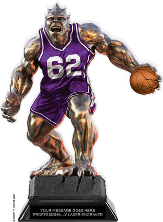 Beast Basketball Choose Your Number Acrylic Trophy - 10 inch Purple [TACR10-BST-BK-PRP-Q]