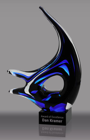 Cobalt Harbor Art Glass Award - 13.5 inch [AGM51]