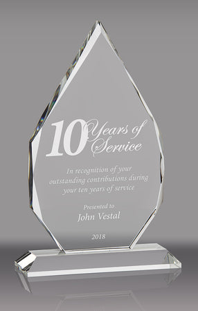 Optical Crystal Flame Award - 10.5 inch [CRFL-10-X]