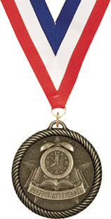 Perfect Attendance Clock Scholastic Medal [M2SCH-PAC]