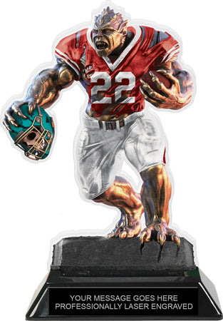 Beast Football Choose Your Number Acrylic Trophy - 7 inch Red [TACR7-BST-FB-RED-Q]