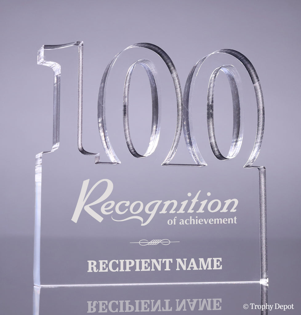 Number 100 Acrylic Award - 6 inch [ATNM-100-6-Q]