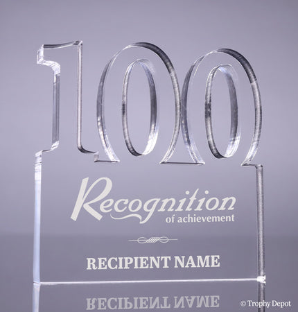 Number 100 Acrylic Award - 6 inch [ATNM-100-6-Q]