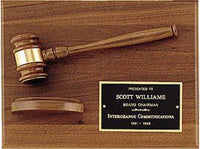American Walnut Plaque with Walnut Gavel and Block [PTD2786]