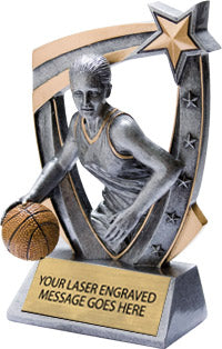 Basketball Female 5 Star 3D 6" Resin Trophy [R53D5-BKF]
