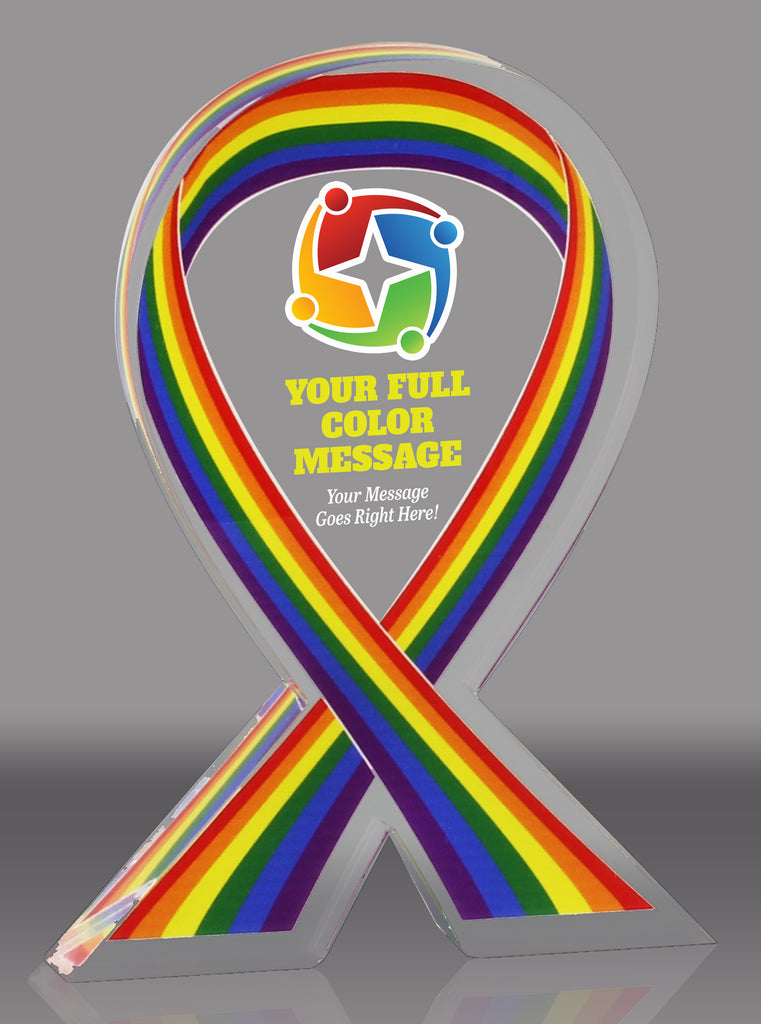 Custom Pride Awareness Ribbon Acrylic Award - 7 inch [ATRIB-PRD-7-FC-Q]