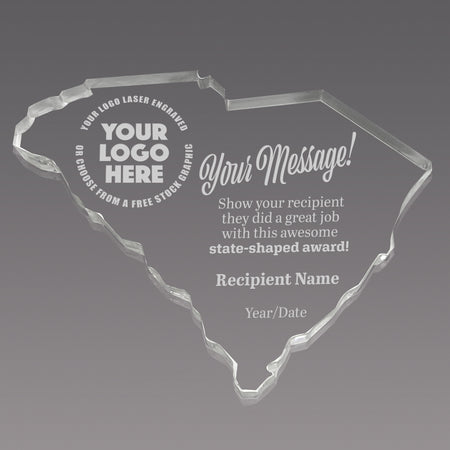 South Carolina Paperweight Acrylic Award - 3.75 x 5 inch [ASTT-SC-Q]