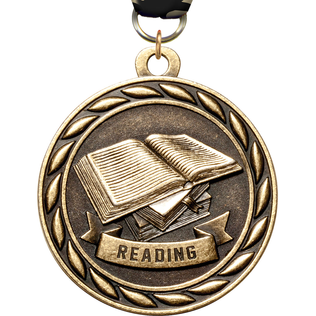 2" Reading Scholastic Medal- Gold [MM3KN2-RD]