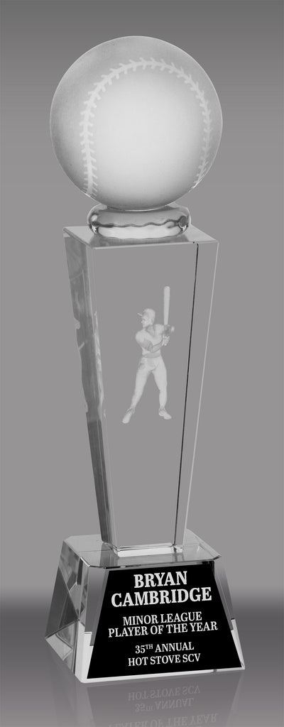 Baseball 3D Laser Crystal Trophy [CRL3D-BS]
