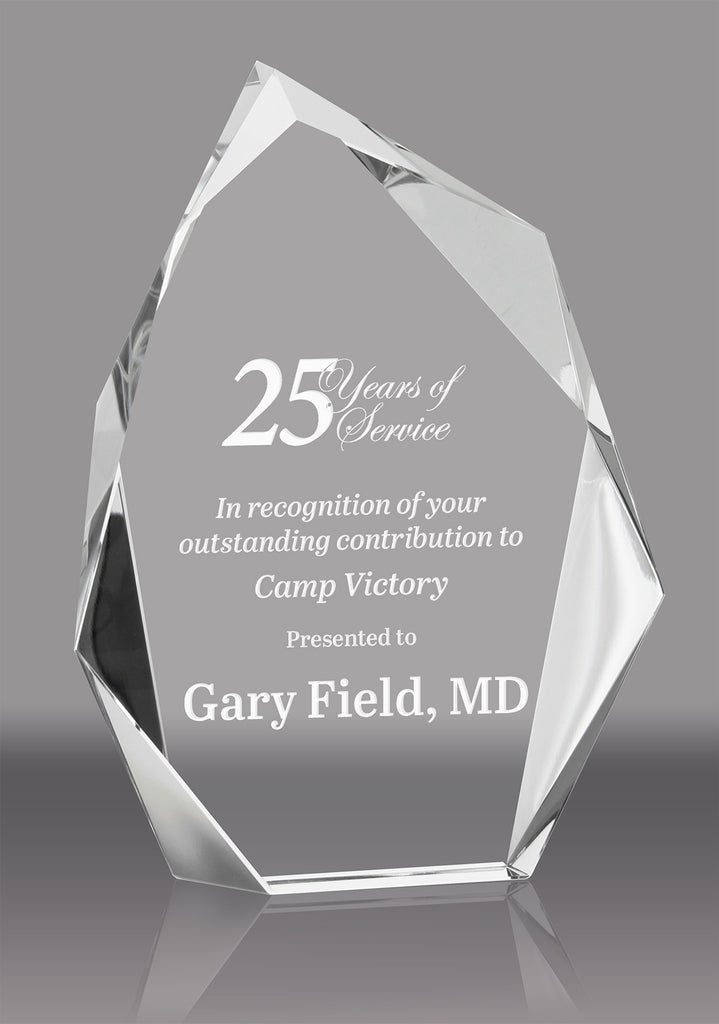 Faceted Crystal Asymia Peak Award - 8 inch [CF38-8-X]