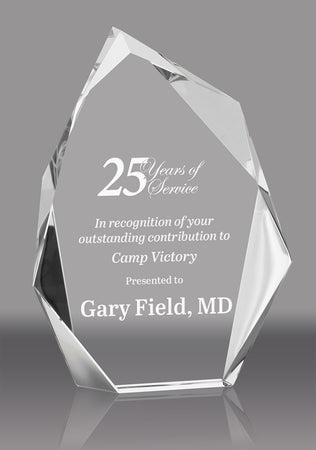Faceted Crystal Asymia Peak Award - 8 inch [CF38-8-X]