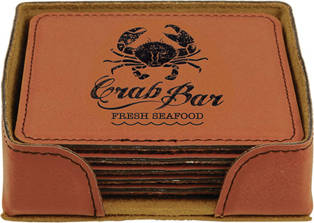 Rawhide Square Leatherette 6-Coaster Set [CTSTJSQ-282]