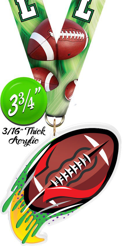 Flag Football Splatters Colorix-M Acrylic Medal [MACR375-SPLT-FLGFB-Q]