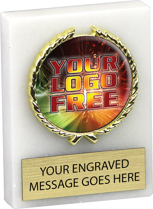 Custom Insert Marble Paperweight [MXP3-WHGD]