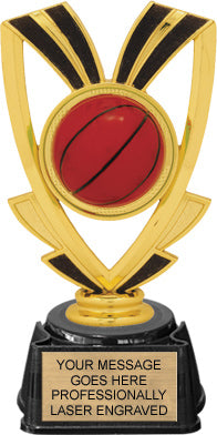 Basketball Victory Ribbon Trophy on Regal Base [TRGJRIB6-BK]