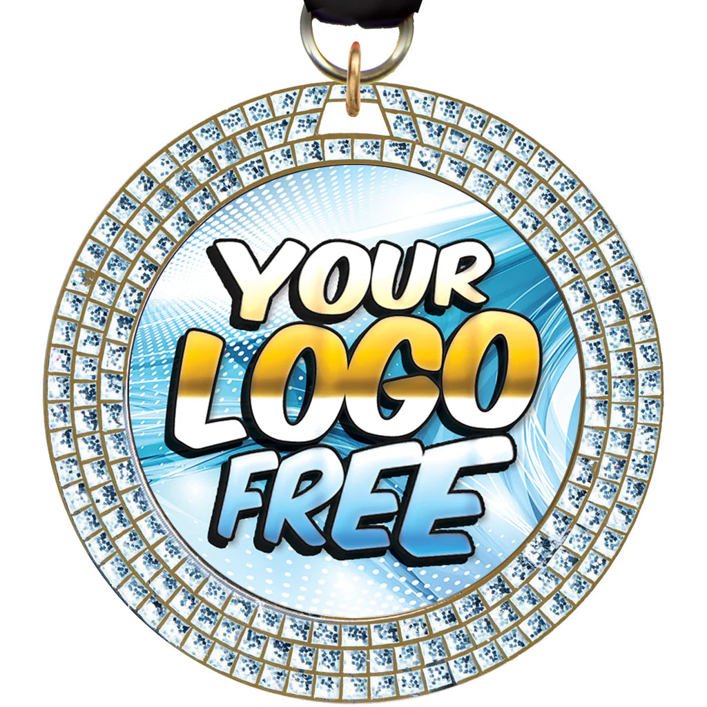 2.75" Custom Triple Sparkle Silver 3D Dome Insert Medals [MXS3GLT-SLV]