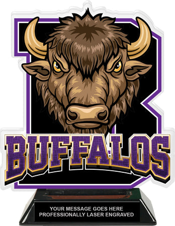 Buffalos Mascot Colorix-T Acrylic Trophy - 8.25 inch Purple [TACR8-MSCT-BUF-PRP-Q]