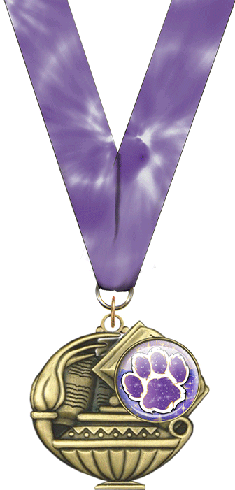 2" Paw Purple & White Insert Academic Medal [MAP2-i-PAW-PRPWHT]