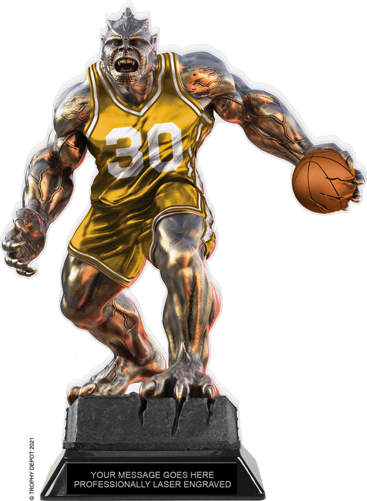 Beast Basketball Choose Your Number Acrylic Trophy - 10 inch Gold [TACR10-BST-BK-GLD-Q]