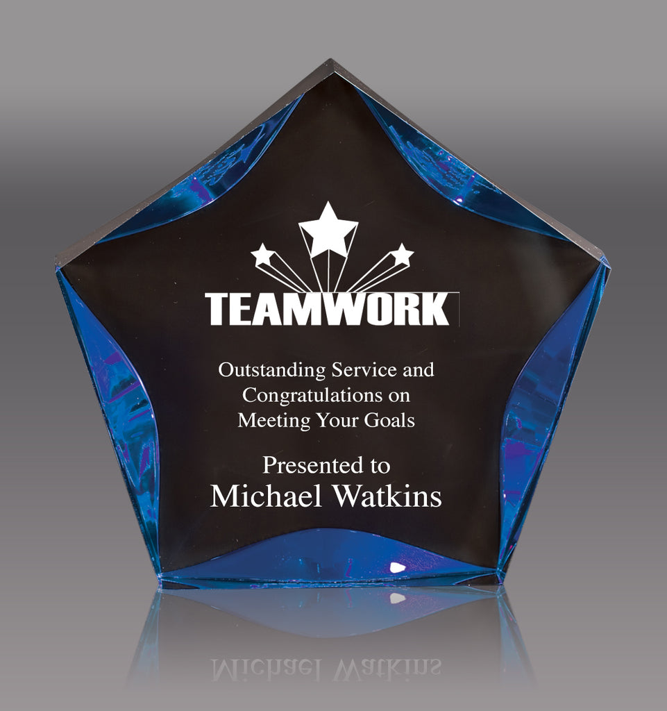 Acrylic Blue and Black Luminary Star - 5 inch [ALSB5BKB]