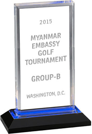 Acrylic Beveled Award with Blue Reflective Bottom [ABEVL8-BLU]