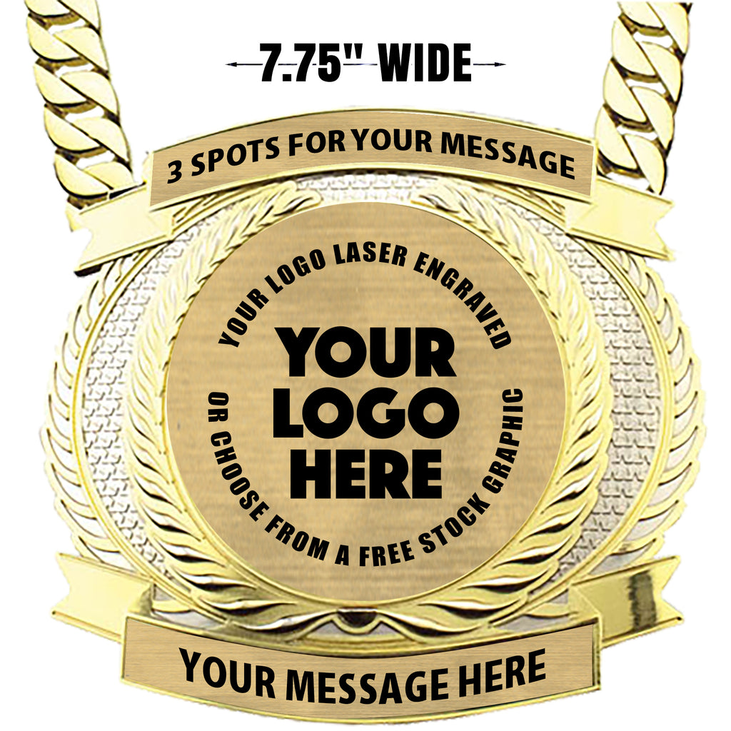 7.75 inch Wide Metal Champion Chain with Gold Engraving Plate [CECSDP7-G]