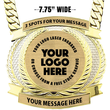 7.75 inch Wide Metal Champion Chain with Gold Engraving Plate [CECSDP7-G]