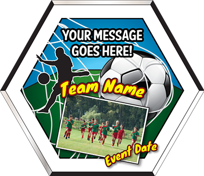 Full Color Hexagon Soccer Plaque with Your Photo [PHXSCFCP11]