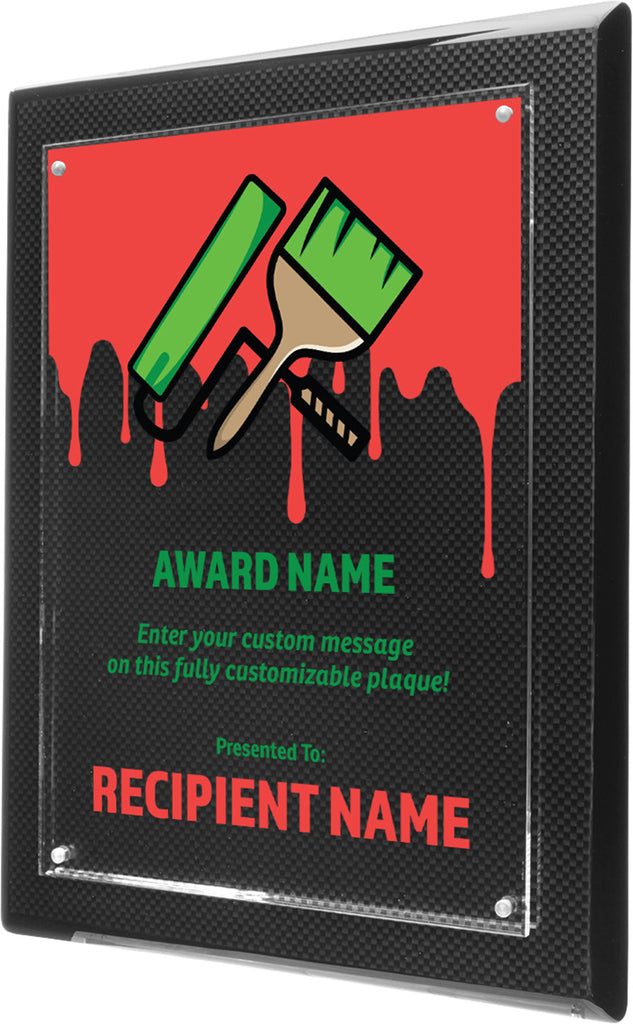 Full Color Carbon Fiber Floating Acrylic Plaque- 9x12 [PAJCB-912-FC]