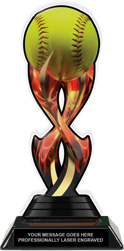 Softball Tribal Flames Acrylic Trophy- 10 inch [TACR10-TF-SB-Q]