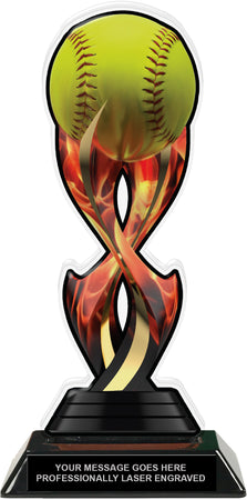 Softball Tribal Flames Acrylic Trophy- 10 inch [TACR10-TF-SB-Q]