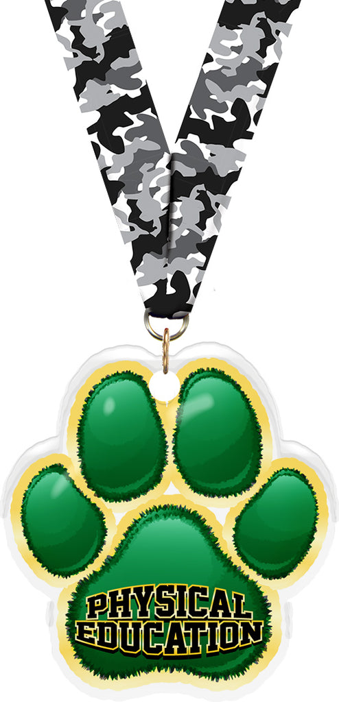 Physical Education Paw Acrylic Medal- 2.75 inch [MACR2-PAW-PHED-Q]