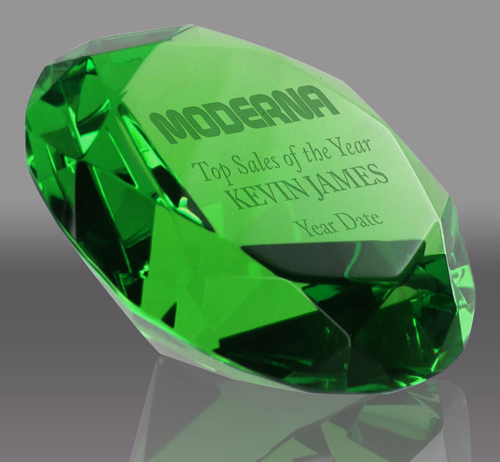 Emerald Crystal Diamond Paperweight - 3.15 inch [CTDIA-SM-GRN-X]