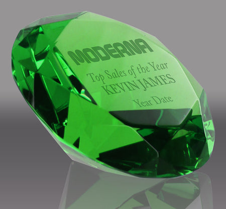 Emerald Crystal Diamond Paperweight - 3.15 inch [CTDIA-SM-GRN-X]