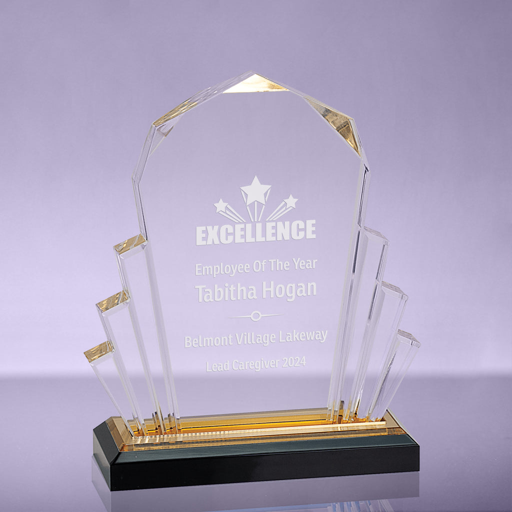 Faceted Impress Acrylic Award - Gold - 6x8 [AJF10-GLD-8]