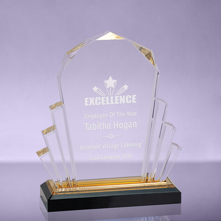 Faceted Impress Acrylic Award - Gold - 6x8 [AJF10-GLD-8]