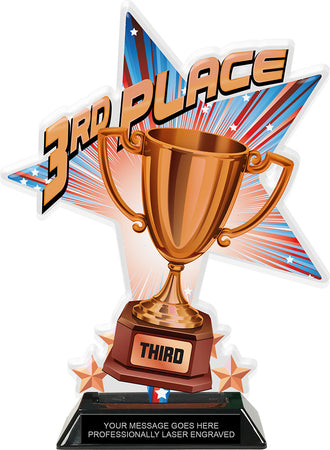 3rd Place Shattered Star Colorix Acrylic Trophy- 10 inch [TACR10-STR-3RD-Q]