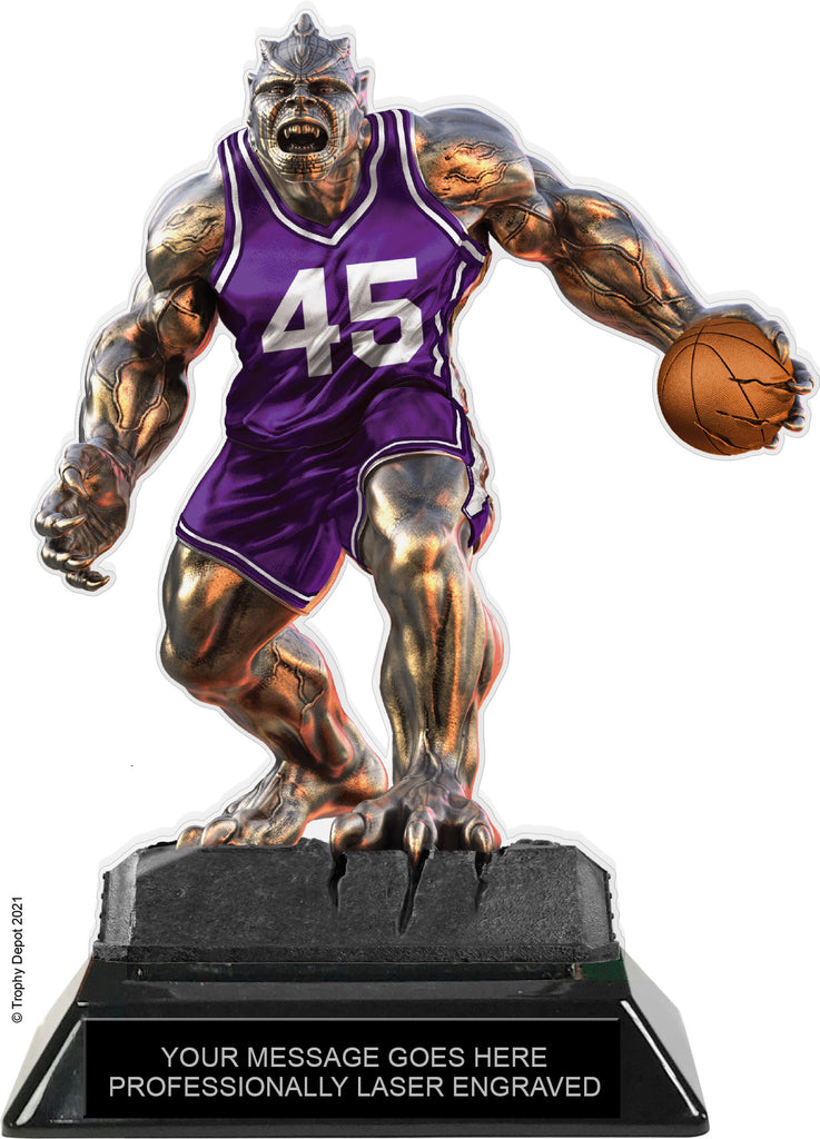 Beast Basketball Choose Your Number Acrylic Trophy - 7 inch Purple [TACR7-BST-BK-PRP-Q]