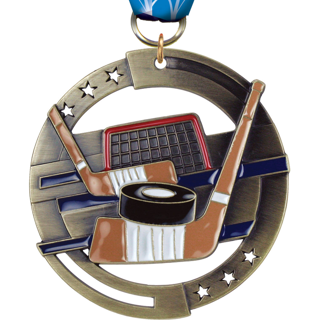 2.75" Hockey Dimensional Color Medal [M3EM-HK]