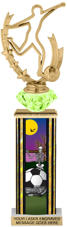 Halloween Soccer Diamond Riser Rectangle Column Trophy- 13 inch [TDRSQ13STK-SC]