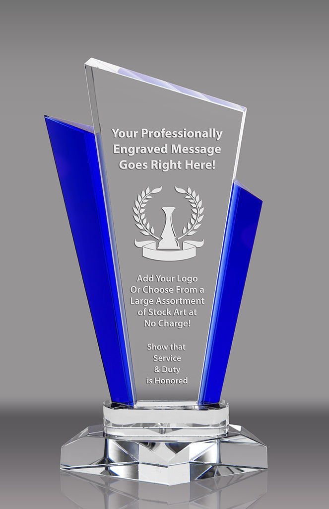 Crystal Marquee Award with Blue Uprights - 11.25 inch [CM125MQ]