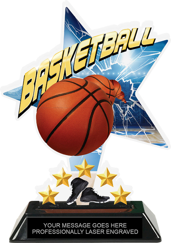 Basketball Shattered Star Colorix Acrylic Trophy- 7 inch [TACR7-STR-BK-Q]