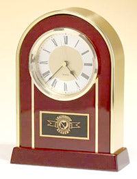 Arched Gold Aluminum & Rosewood Piano-Finish Clock [TDC930]
