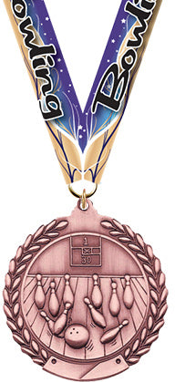 2.75 in Bowling Wreath Framed Medal- Bronze [M311-BW-B]