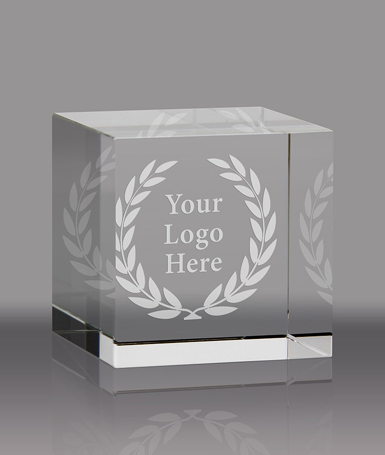 Crystal Straight Cube Paperweight Award - 2 inch [CCUB-SM-X]