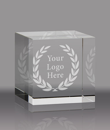 Crystal Straight Cube Paperweight Award - 2 inch [CCUB-SM-X]